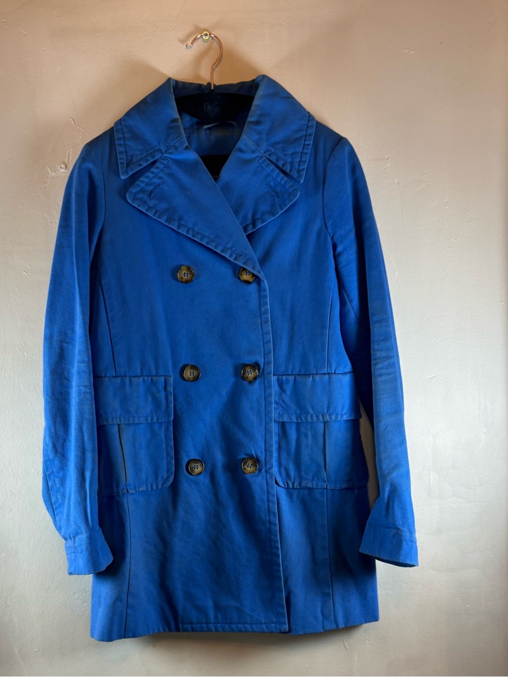 Gant Cobalt Blue Double-Breasted Peacoat Sz XS
